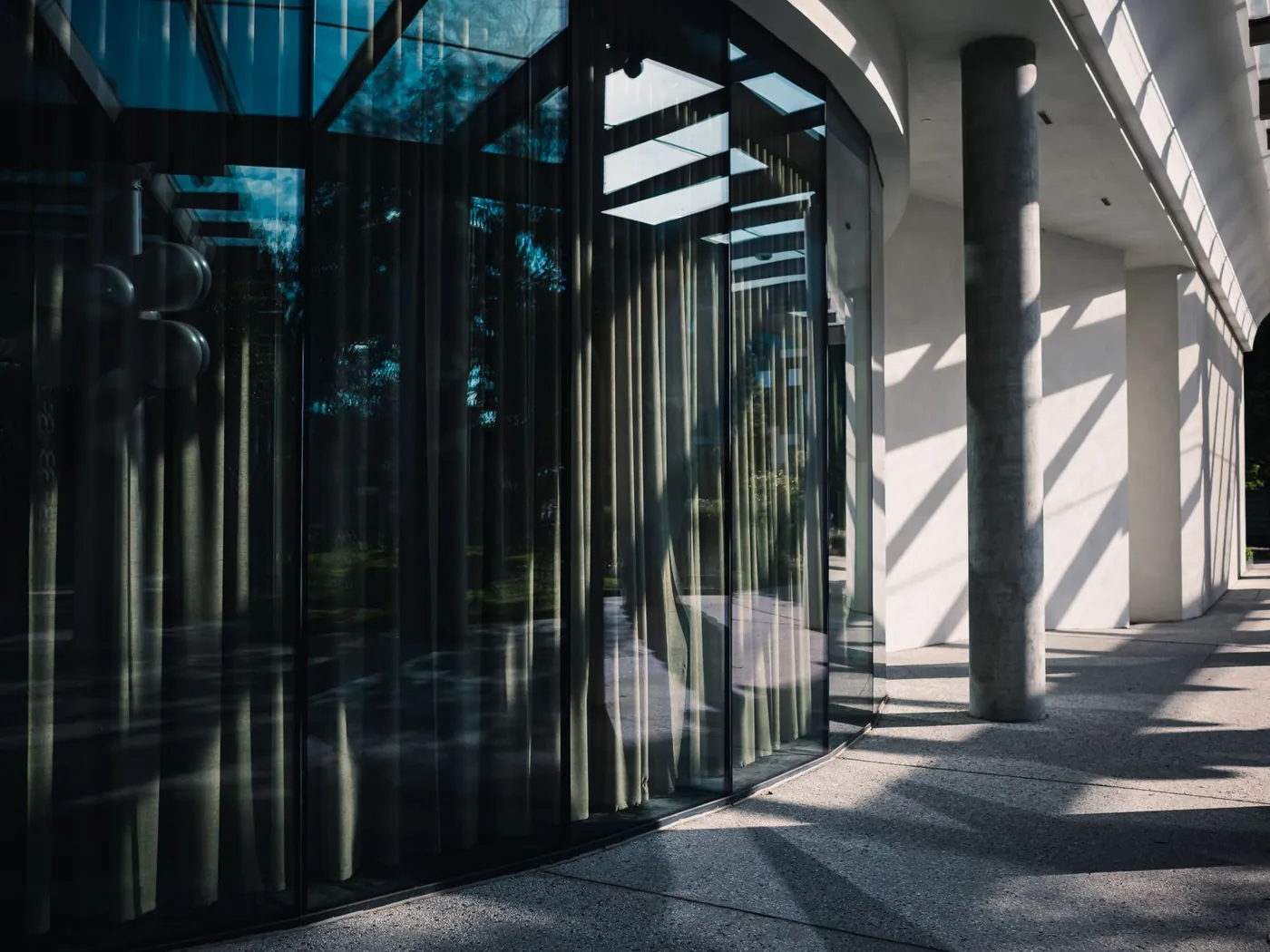 Tinted windows on a modern commercial office building